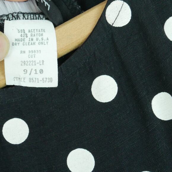 Vintage Small Dress Polka Dot Fit Flare 90s Retro Rockabilly Preppy Midi Punk - Picture 9 of 11